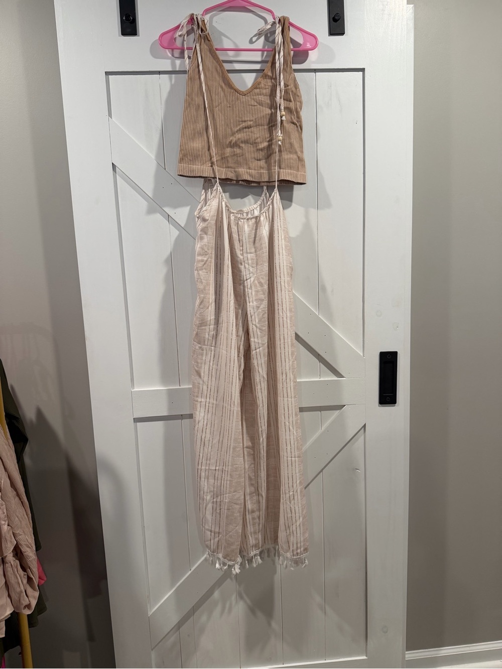 Beige Tie-Shoulder Jumpsuit - Women